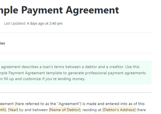 Free Payment Agreement Templates for Legally-Binding Terms